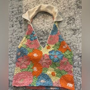 Zara floral collard top